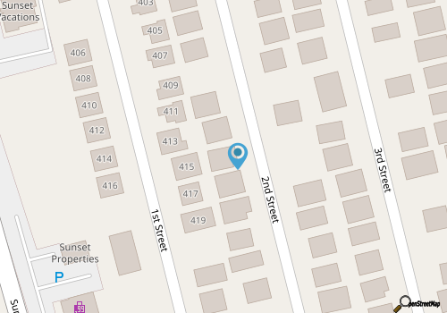 Dog-friendly home 1 block from the beach with great deck, patio & central AC map location