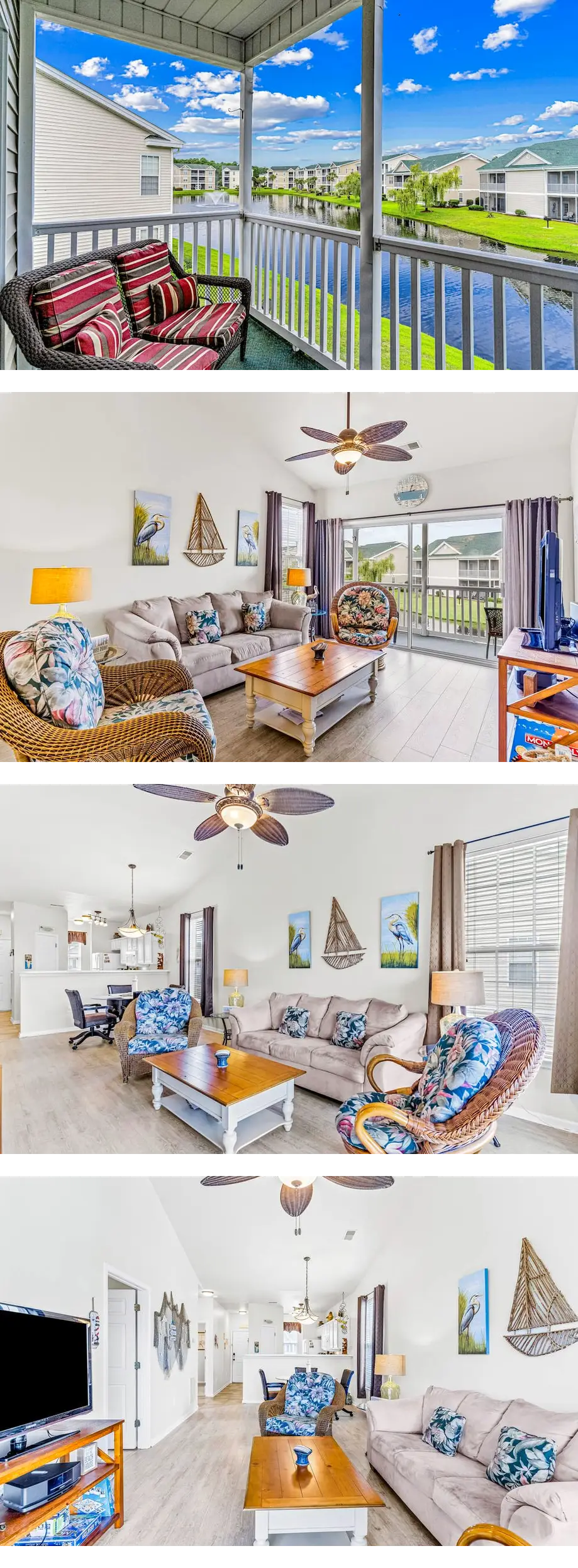 Pond-front condo near beach with balcony...
